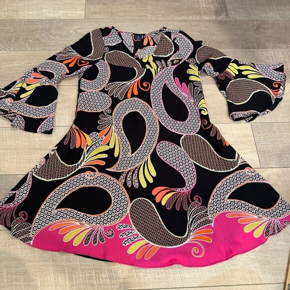 KAARI BLUE WOMENS RETRO DRESS BLACK AND PINK XS - Picture 1 of 7